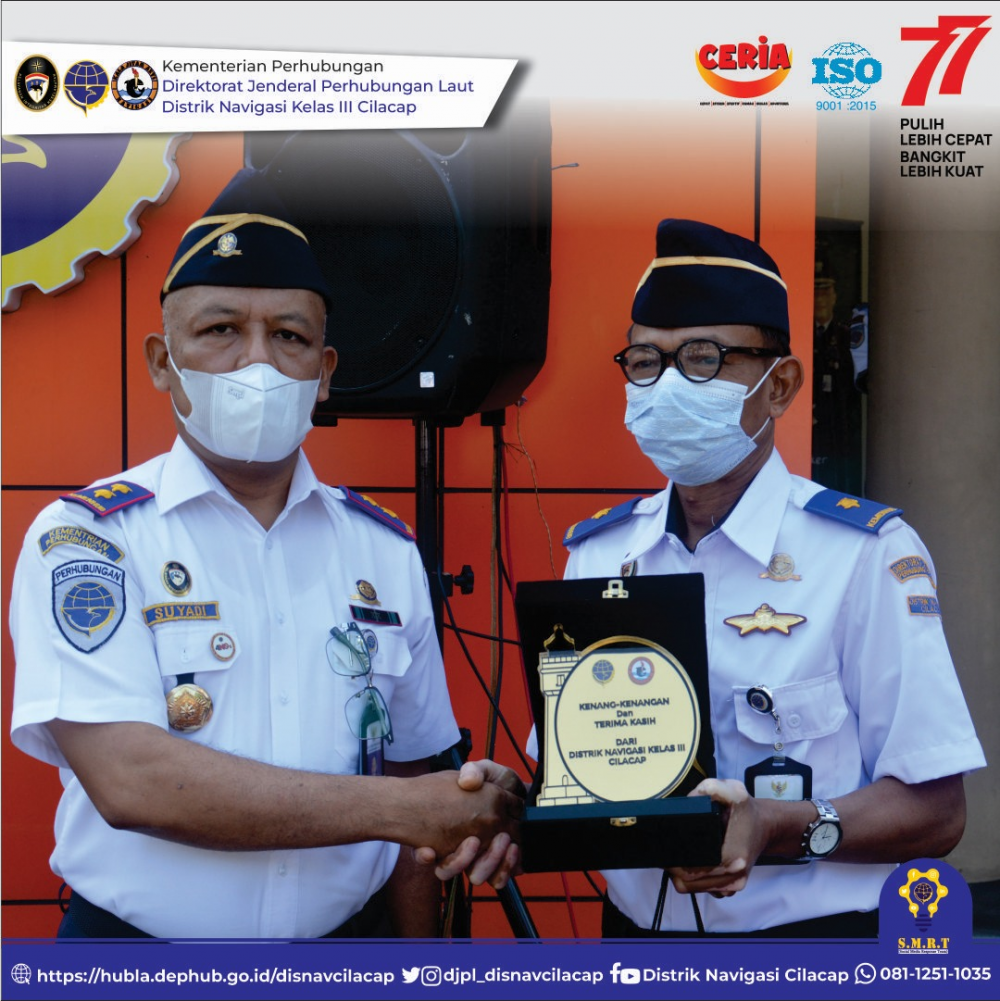 Apel Pagi, Pisah Sambut Kasi Operasi serta Pelepasan Purna Tugas di Lingkungan Kantor Distrik Navigasi Cilacap