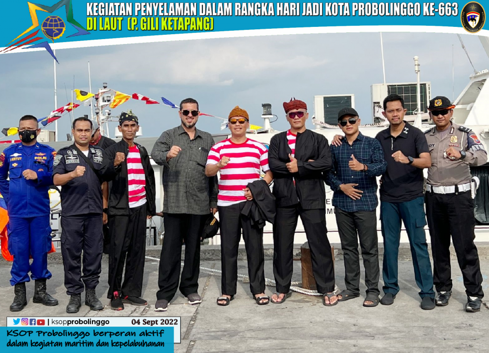 Dalam Rangka Hari Jadi Kota Probolinggo dan Peringatan Harhubnas 2022, KSOP Kelas IV Probolinggo Bersama Forkopimda Kota Probolinggo Gelar Penyelaman Bersama