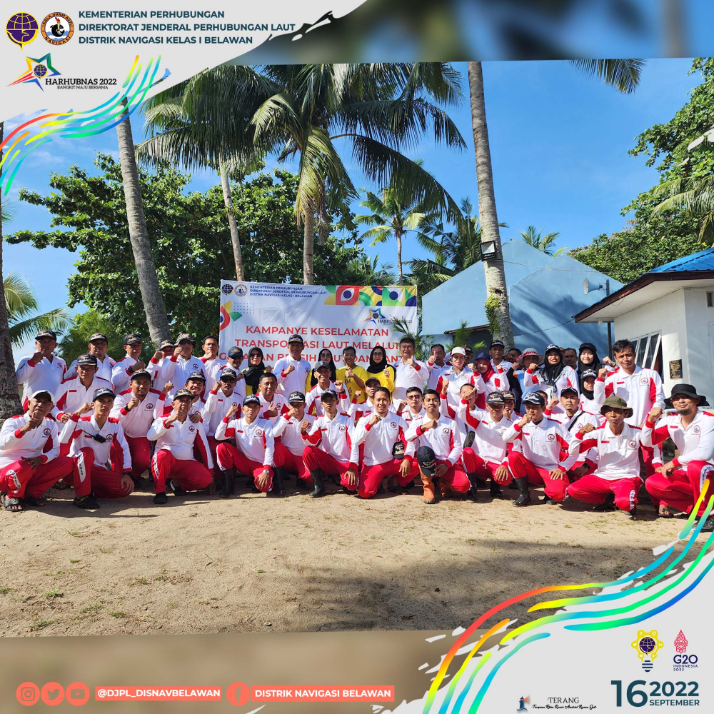SAMBUT HARHUBNAS 2022, DISTRIK NAVIGASI KELAS I BELAWAN GELAR GERAKAN BERSIH LAUT DAN PANTAI DI LOKASI MENARA SUAR PULAU PANDANG DSI.500