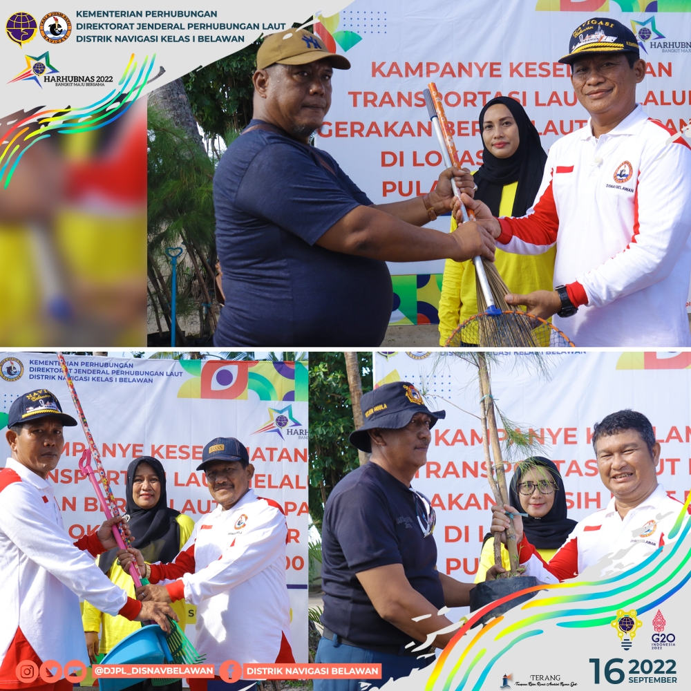 SAMBUT HARHUBNAS 2022, DISTRIK NAVIGASI KELAS I BELAWAN GELAR GERAKAN BERSIH LAUT DAN PANTAI DI LOKASI MENARA SUAR PULAU PANDANG DSI.500