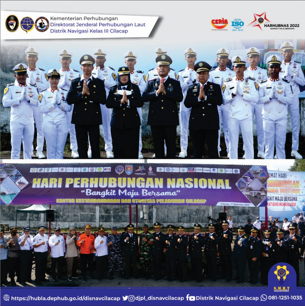 DISTRIK NAVIGASI CILACAP IKUT SERTA MERAYAKAN HARI PERHUBUNGAN NASIONAL TAHUN 2022 TINGKAT BARLINGMASCAKEB (PURBALINGGA BANYUMAS CILACAP KEBUMEN)