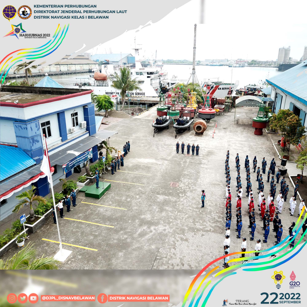 DISTRIK NAVIGASI KELAS I BELAWAN GELAR UPACARA PERINGATAN HARI MENARA SUAR TAHUN 2022