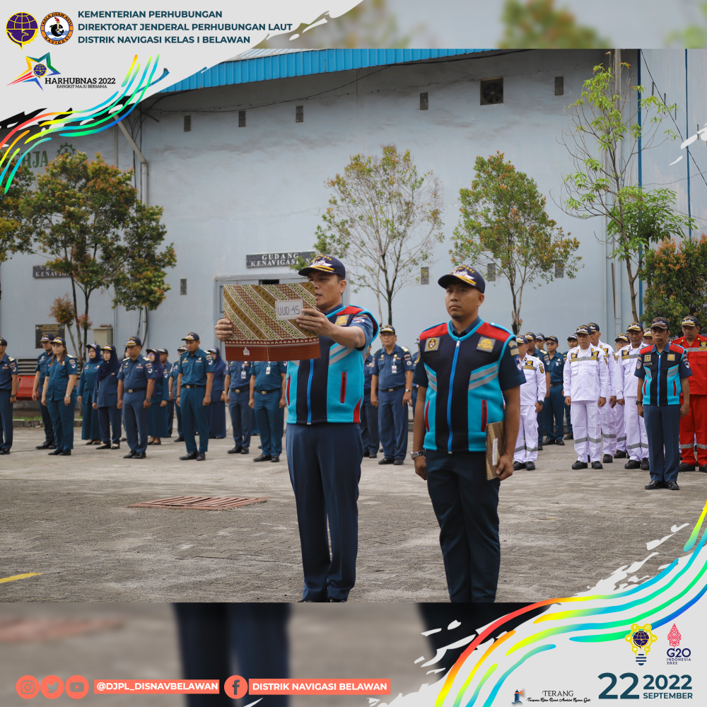 DISTRIK NAVIGASI KELAS I BELAWAN GELAR UPACARA PERINGATAN HARI MENARA SUAR TAHUN 2022