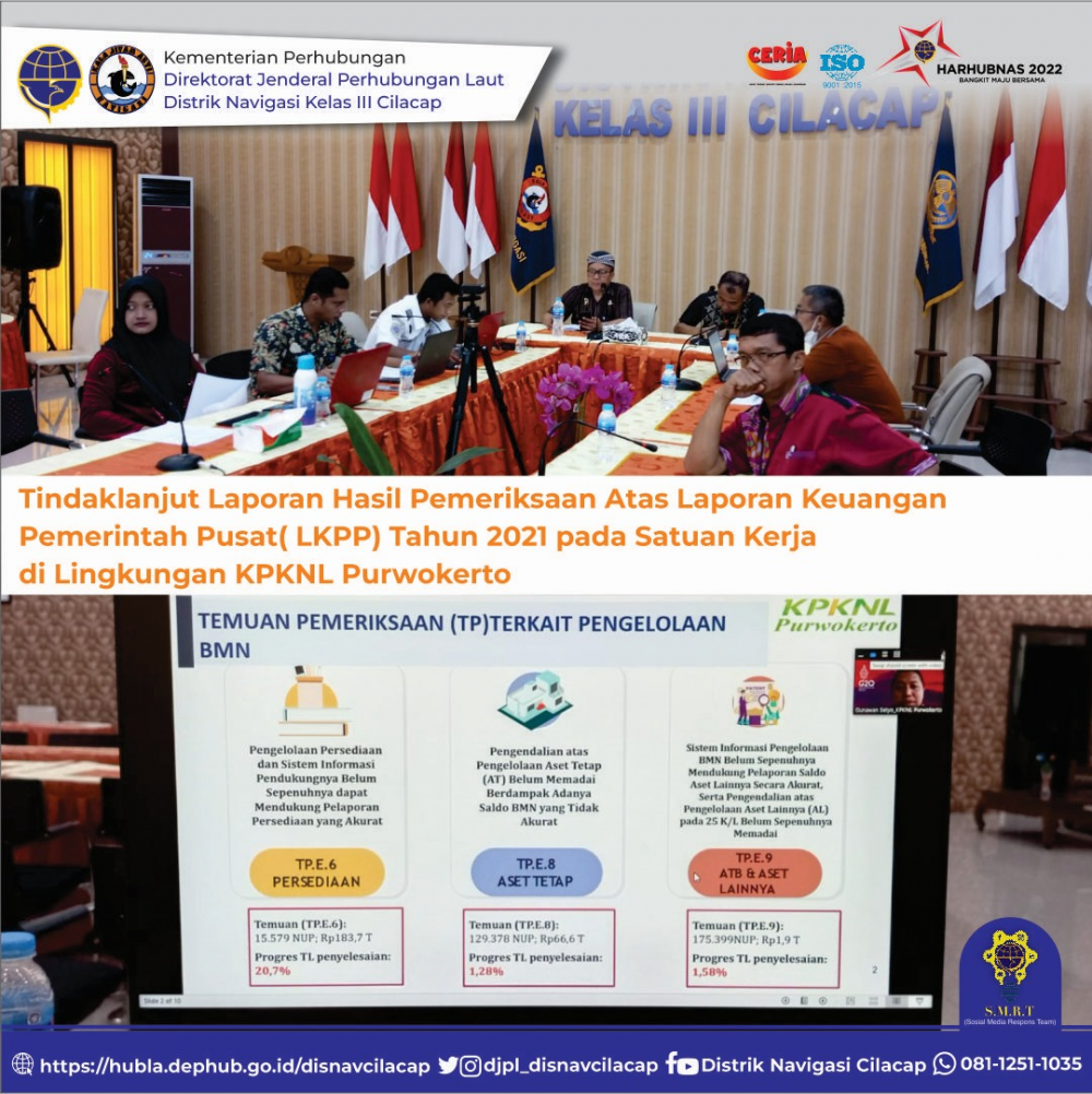 Pembahasan Penyelesaian Tindak Lanjut BPK pada LKPP tahun 2021 secara daring yang diselenggarakan oleh KPKNL Purwokerto