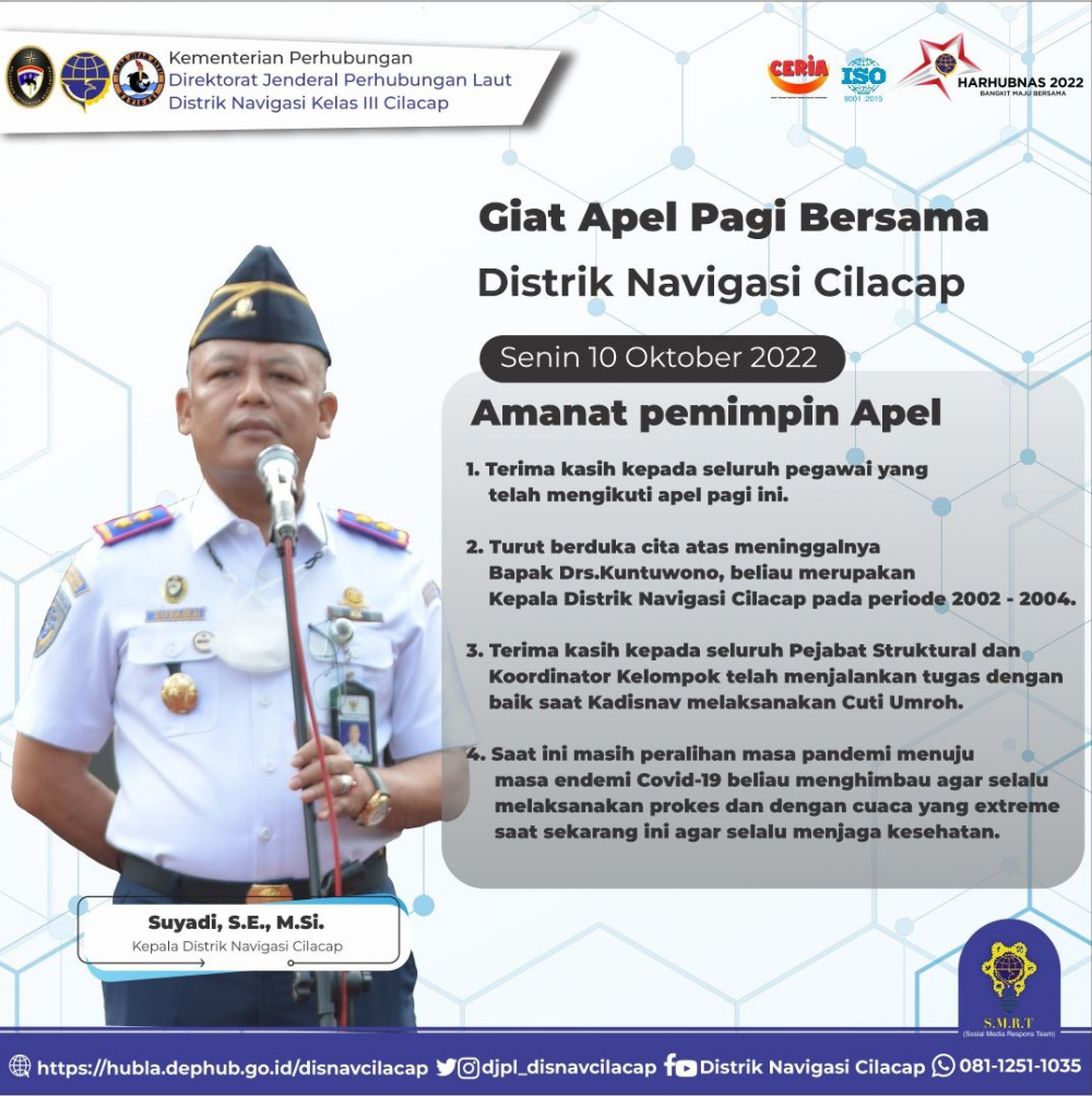 Apel Pagi Pegawai Distrik Navigasi Cilacap