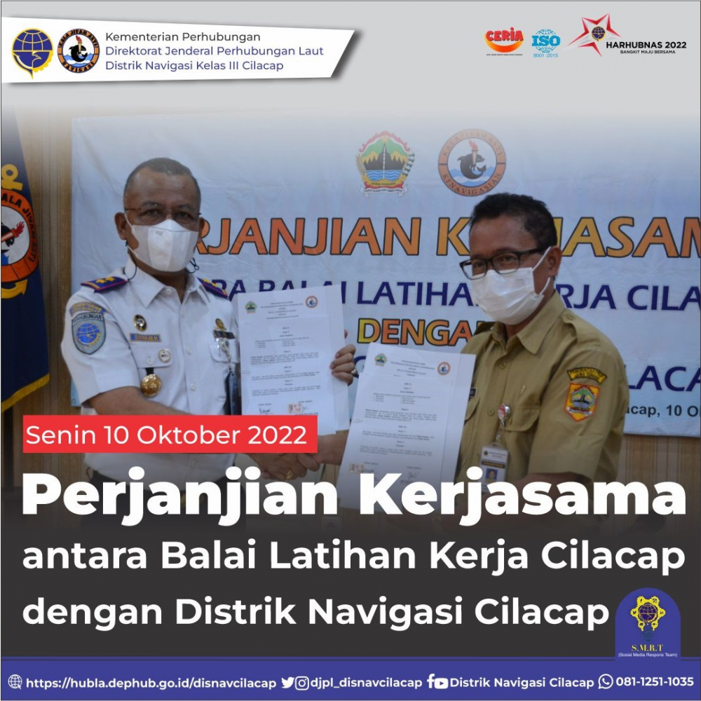 Perjanjian Kerjasama (PKS) Distrik Navigasi Kelas III Cilacap dengan Balai Latihan Kerja Cilacap