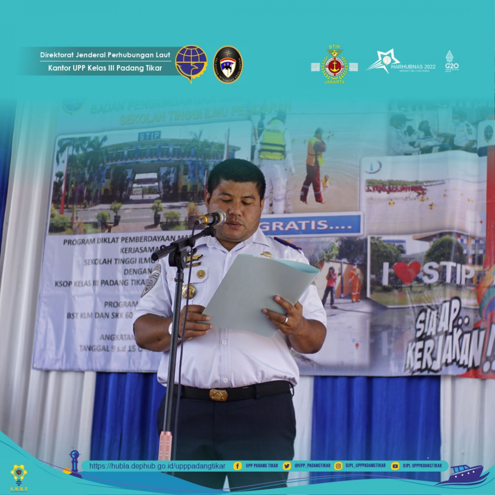 TINGKATKAN SDM MASYARAKAT PESISIR, KEMENHUB GELAR DIKLAT SKK BST-KLM GRATIS BAGI RATUSAN WARGA DI PADANG TIKAR