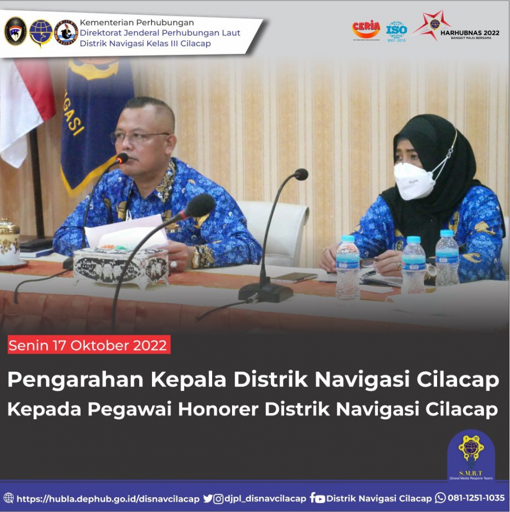 Arahan Kepala Distrik Navigasi Kelas III Cilacap, Senin 17 Oktober 2022.