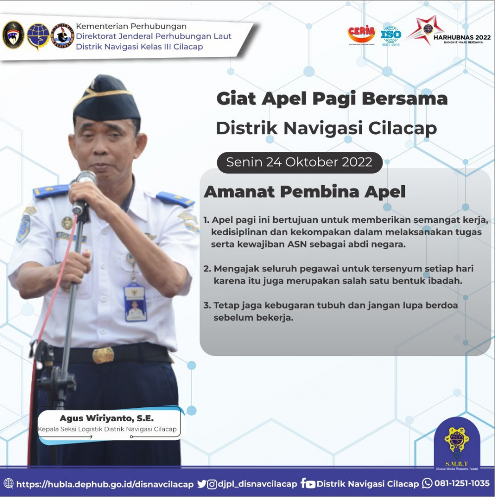 Apel Pagi Pegawai Distrik Navigasi Cilacap