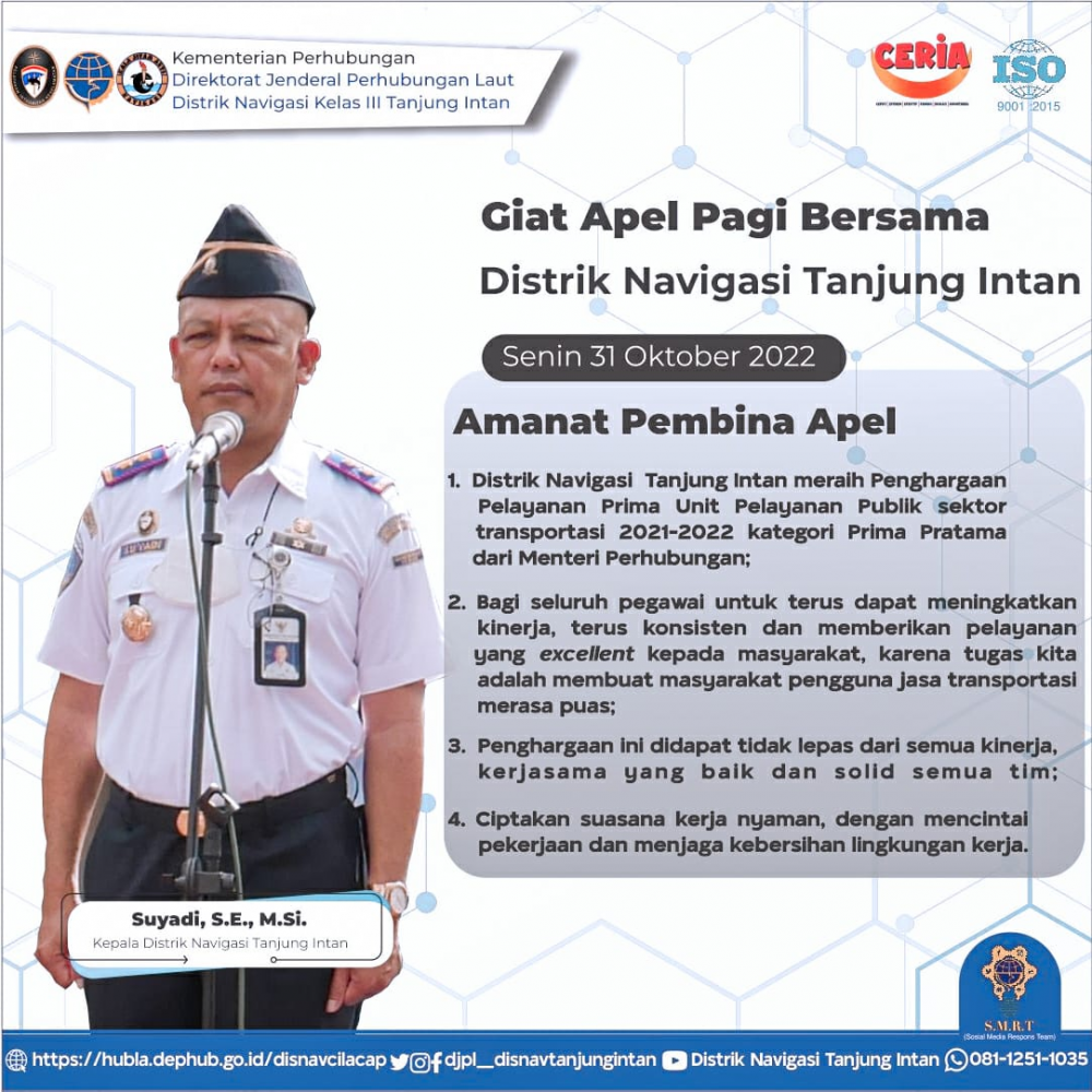Apel Pagi Pegawai Distrik Navigasi Cilacap