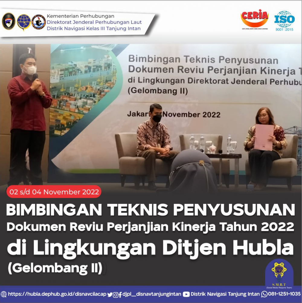 Kegiatan Bimbingan Teknis Penyusunan Dokumen Reviu Perjanjian Kinerja Tahun 2022 di Lingkungan Direktorat Jenderal Perhubungan Laut (Gelombang II)