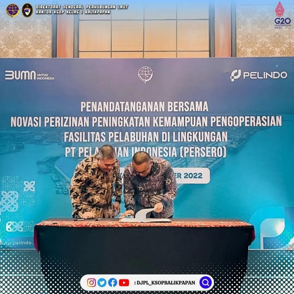PENANDATANGANAN BERSAMA NOVASI PERIZINAN PENINGKATAN KEMAMPUAN PENGOPERASIAN FASILITAS PELABUHAN