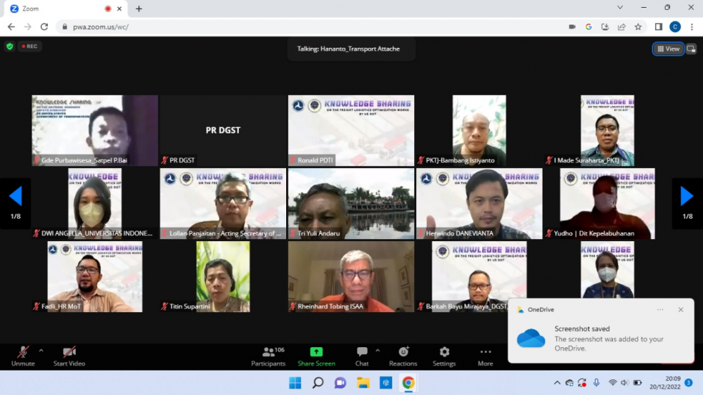 OPTIMALKAN EKOSISTEM LOGISTIK NASIONAL KEMENHUB MENGGELAR KEGIATAN KNOWLEDGE SHARING BERSAMA DEPARTEMEN PERHUBUNGAN AMERIKA SERIKAT