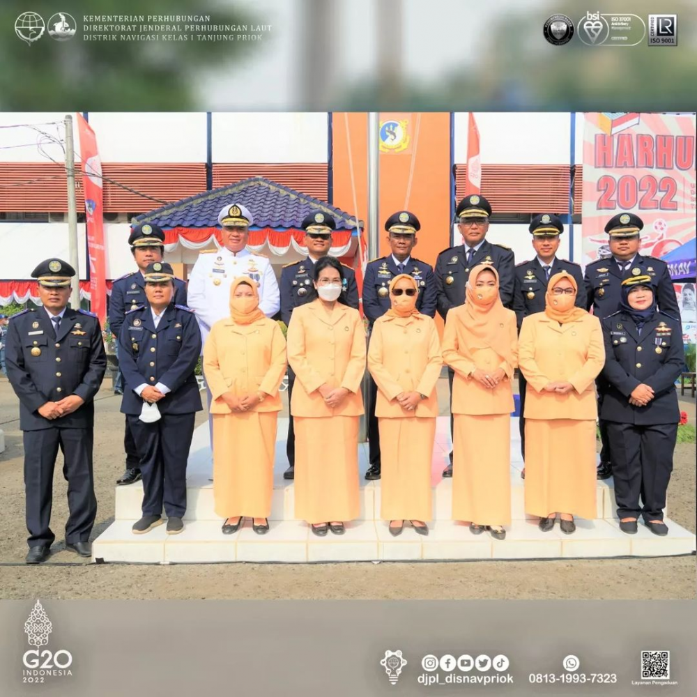 Distrik Navigasi Kelas I Tanjung Priok bersama dengan UPT DKI Jakarta Ditjen Hubla Melaksanakan Upacara Hari Perhubungan Nasional 2022