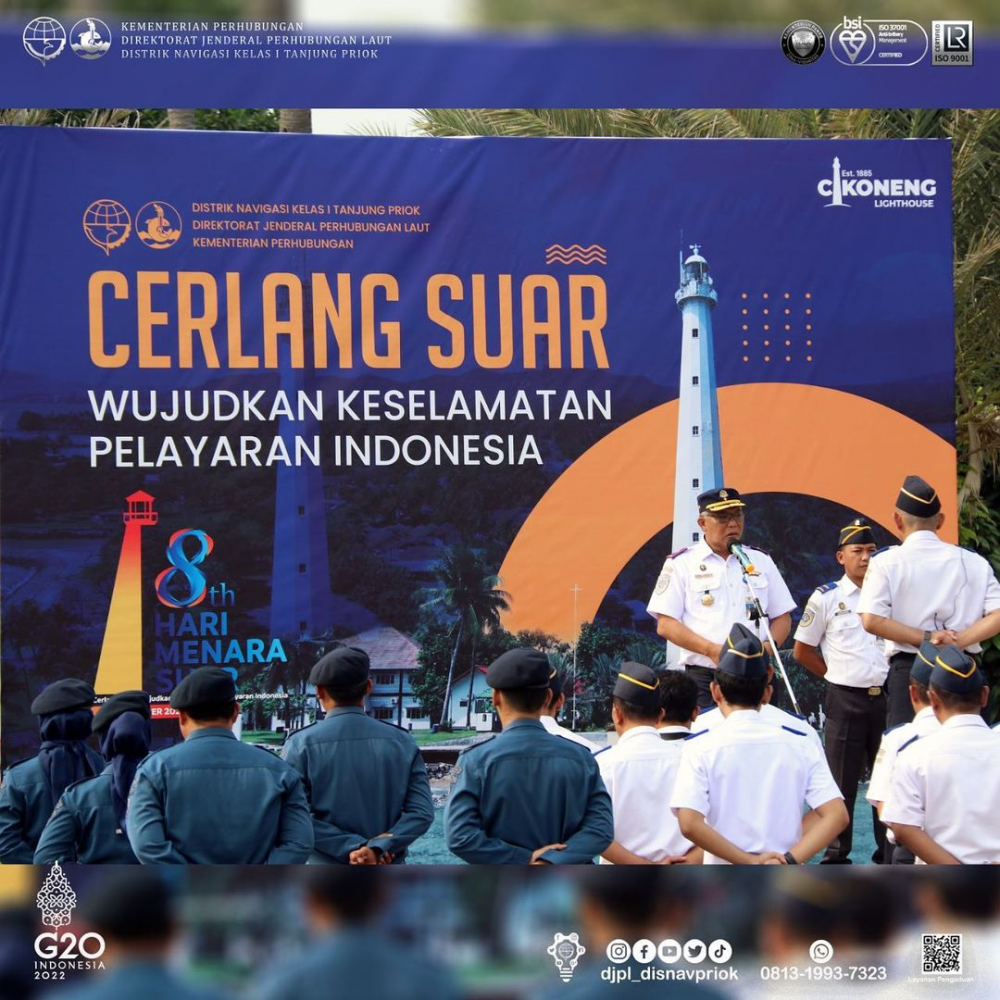 Distrik Navigasi Kelas I Tanjung Priok melaksanakan kegiatan upacara dalam rangka peringatan Hari Menara Suar ke-8