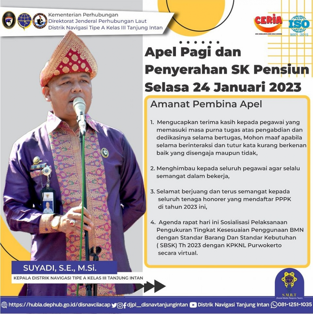 Apel Pagi Distrik Navigasi Tipe A Kelas III Tanjung Intan