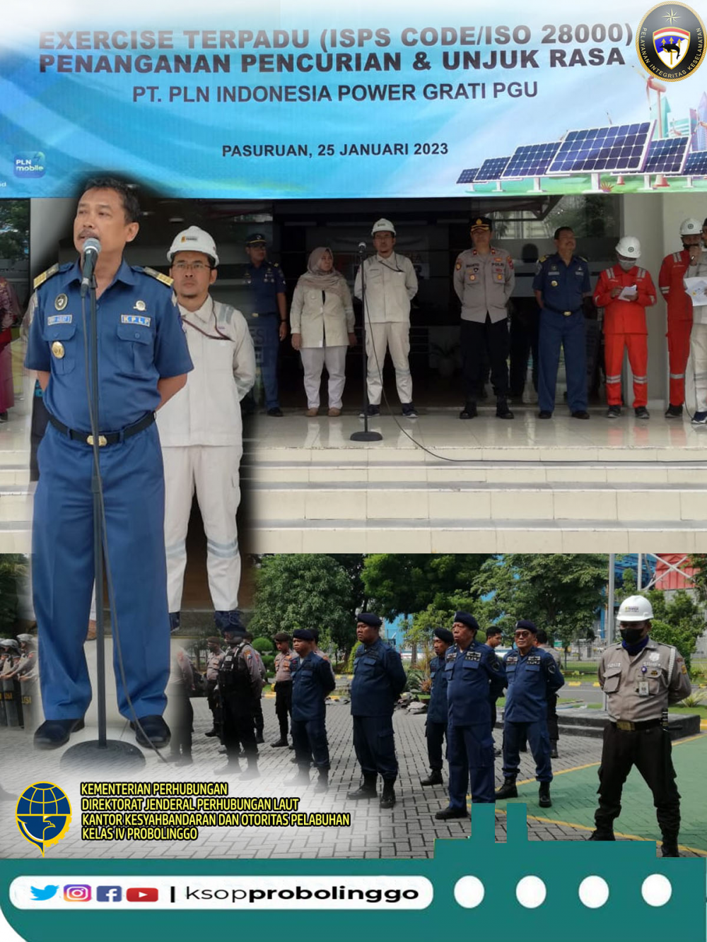 KSOP Kelas IV Probolinggo Laksanakan Exercise ISPS Code pada PLTGU PT. PLN Indonesia Power Grati