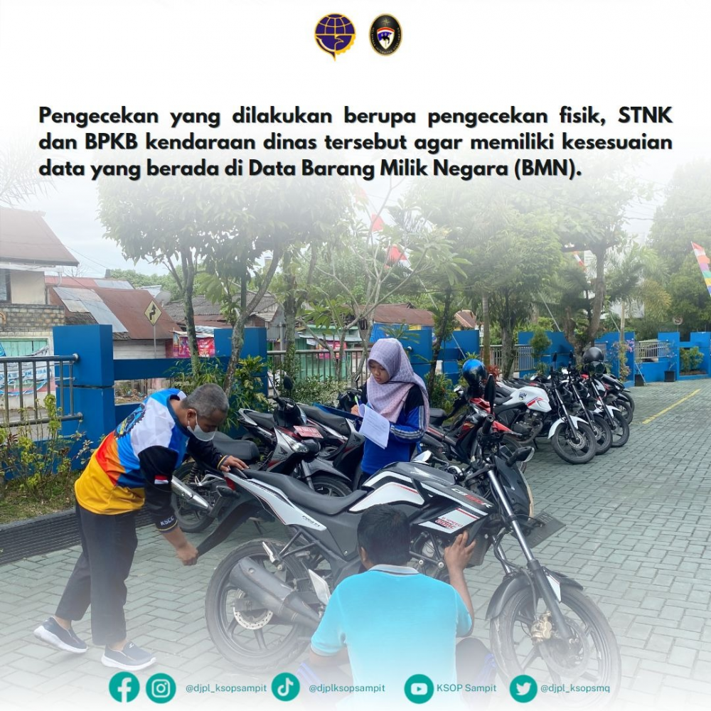 Kantor KSOP Kelas III Sampit melaksanakan kegiatan Pengecekan dan Penertiban administrasi kendaraan dinas.