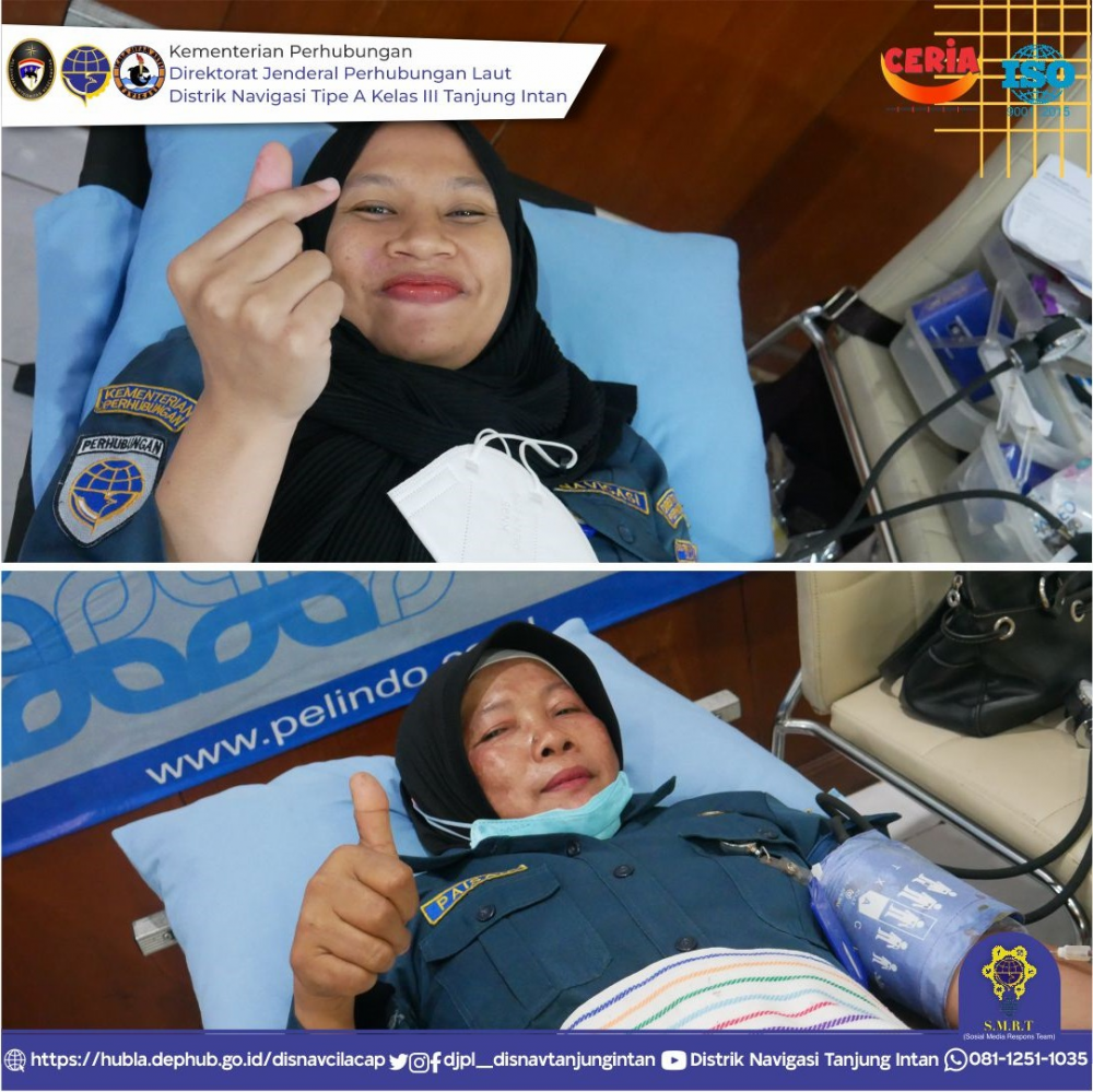 Membangun Kepedulian Sosial Melalui Donor Darah Pegawai Distrik Navigasi Tipe A Kelas III Tanjung Intan Mengikuti Giat Donor Darah Dalam Rangka Bulan K3 Tahun 2023