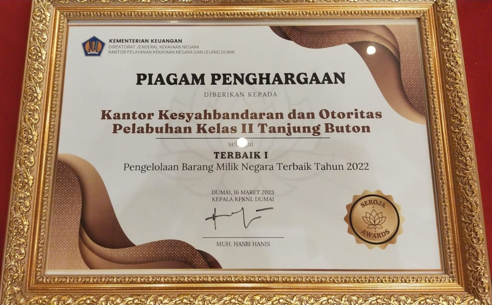 Kamis, 16 Maret 2023 - Piagam Penghargaan Terbaik I Pengelolaan Barang Milik Negara Terbaik Tahun 2022