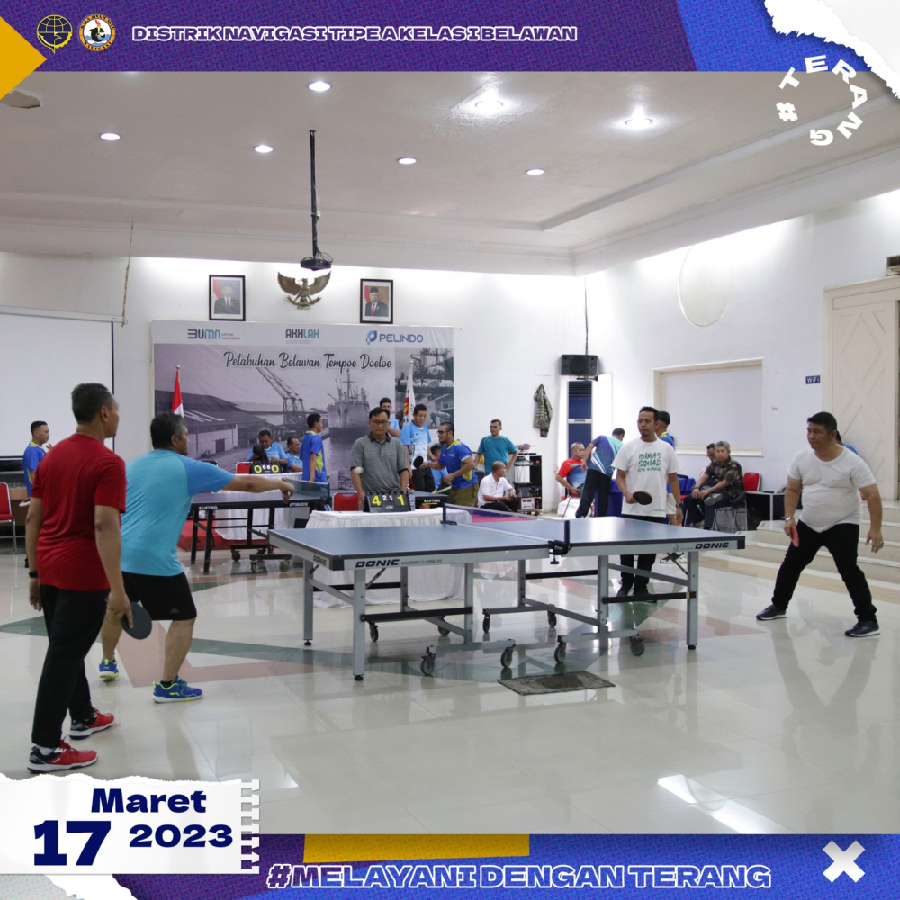 Distrik Navigasi Tipe A Kelas I Belawan ikut serta dalam Kegiatan Turnamen Tenis Meja Eksekutif antar Instansi di Lingkungan Pelabuhan Belawan