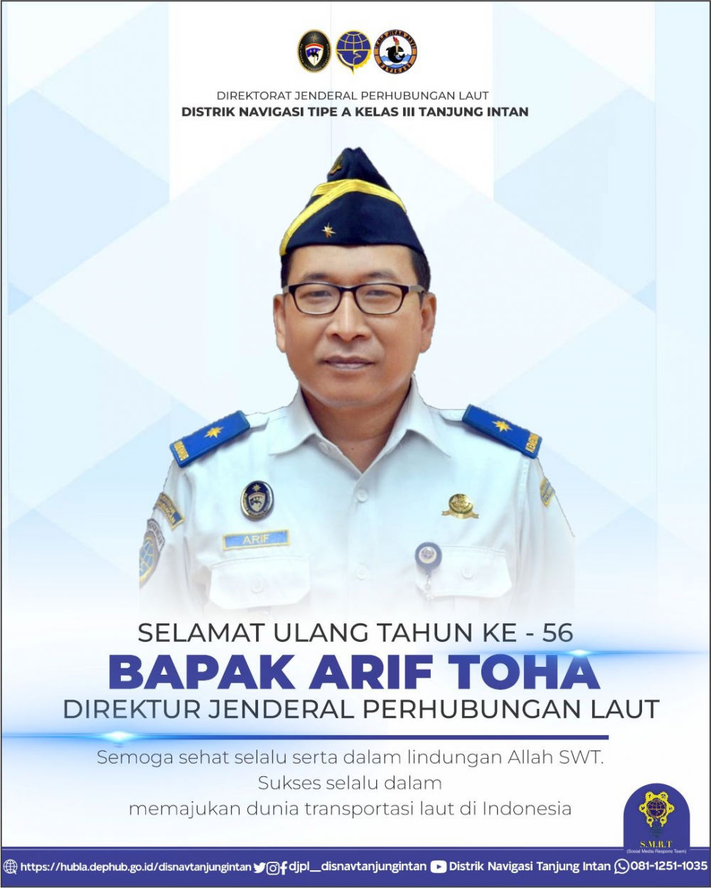 Selamat Ulang Tahun ke-56 Direktur Jenderal Perhubungan Laut, Bapak Arif Toha