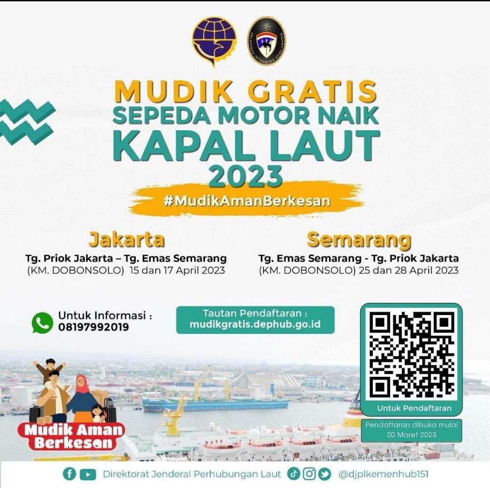 Mudik Gratis Sepeda Motor Dengan Kapal Dibuka Hari Ini, Yuk Cek Persyaratannya