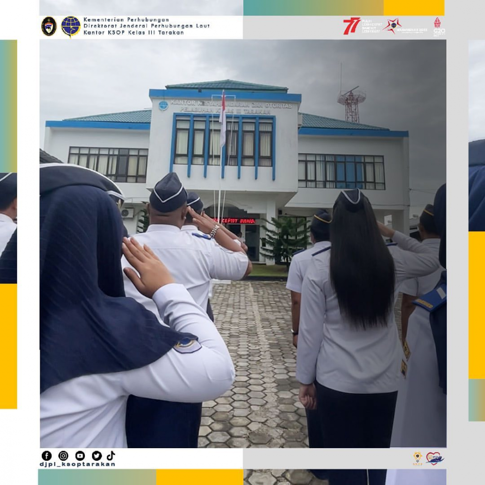 Pelaksanaan apel pagi di Lingkungan Kantor Kesyahbandaran dan Otoritas Pelabuhan Kelas III Tarakan, Senin 14/11/2022