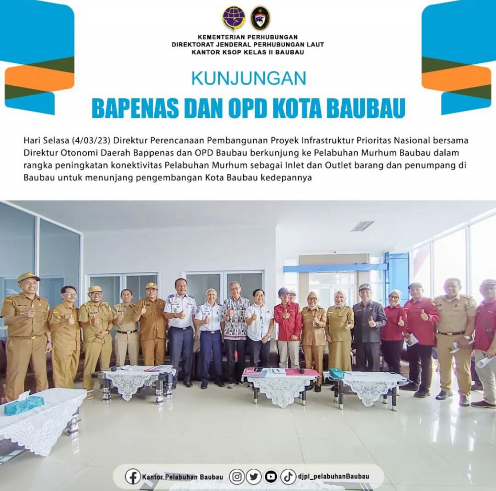 Kunjungan Bappenas Bersama OPD Kota Baubau ke Pelabuhan Murhum Baubau.