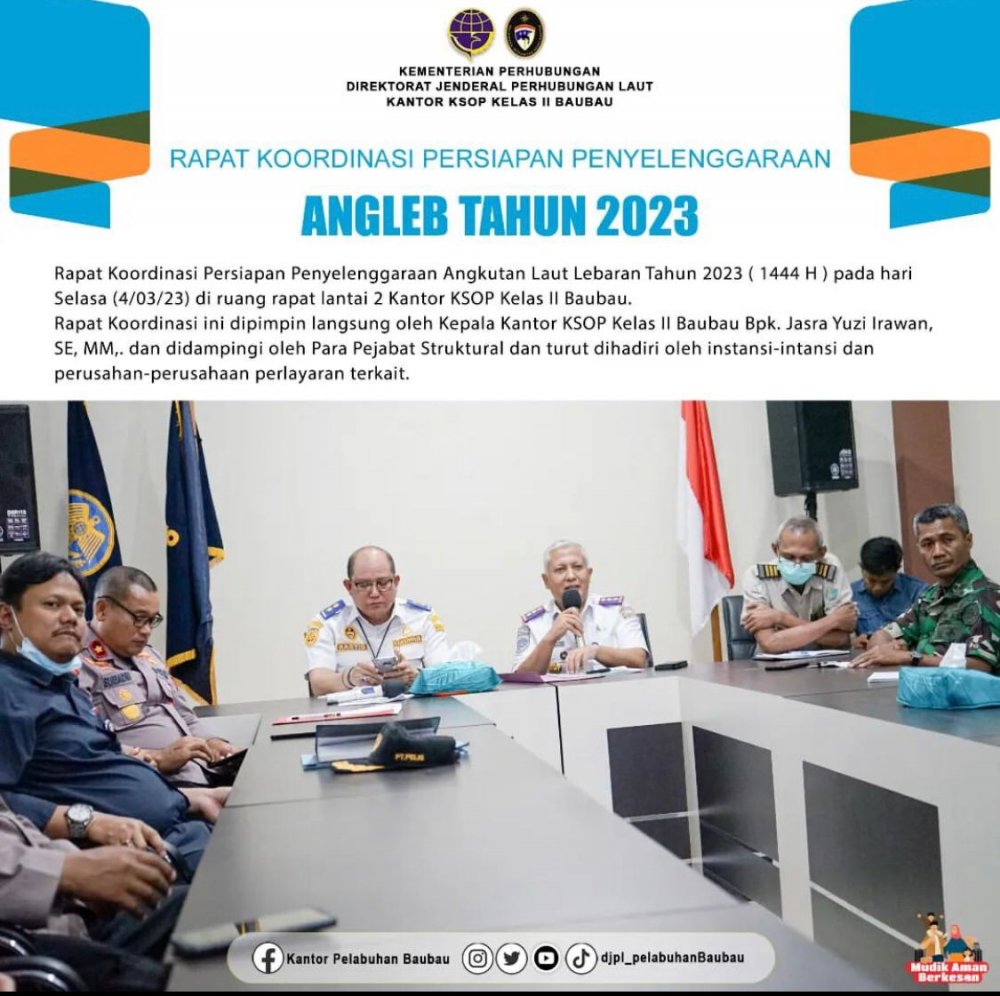 Rapat Koordinasi Persiapan Penyelenggaraan Angkutan Laut Lebaran Tahun 2023 ( 1444 H )