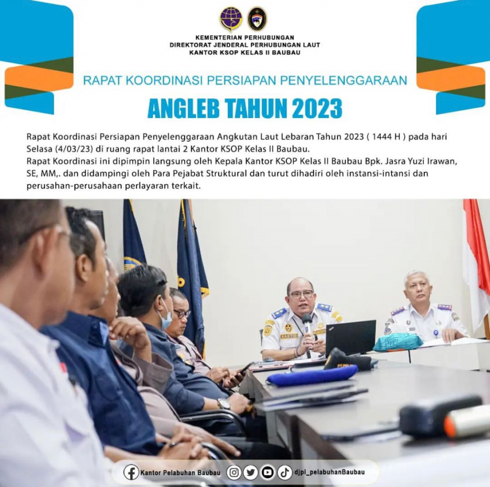 Rapat Koordinasi Persiapan Penyelenggaraan Angkutan Laut Lebaran Tahun 2023 ( 1444 H )