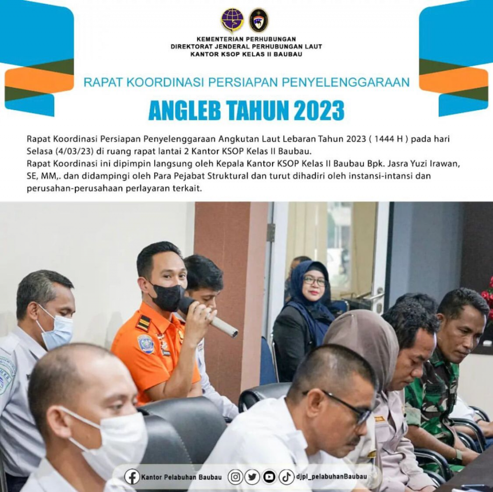 Rapat Koordinasi Persiapan Penyelenggaraan Angkutan Laut Lebaran Tahun 2023 ( 1444 H )