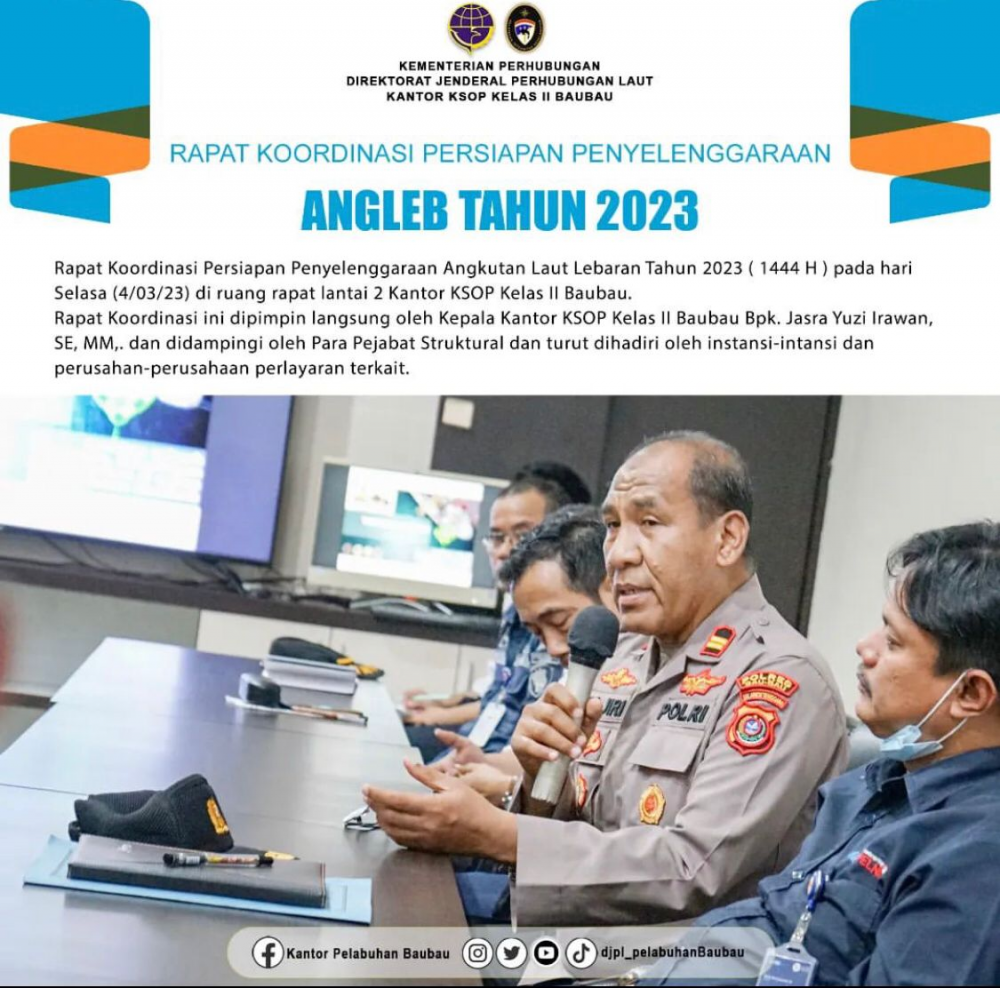Rapat Koordinasi Persiapan Penyelenggaraan Angkutan Laut Lebaran Tahun 2023 ( 1444 H )