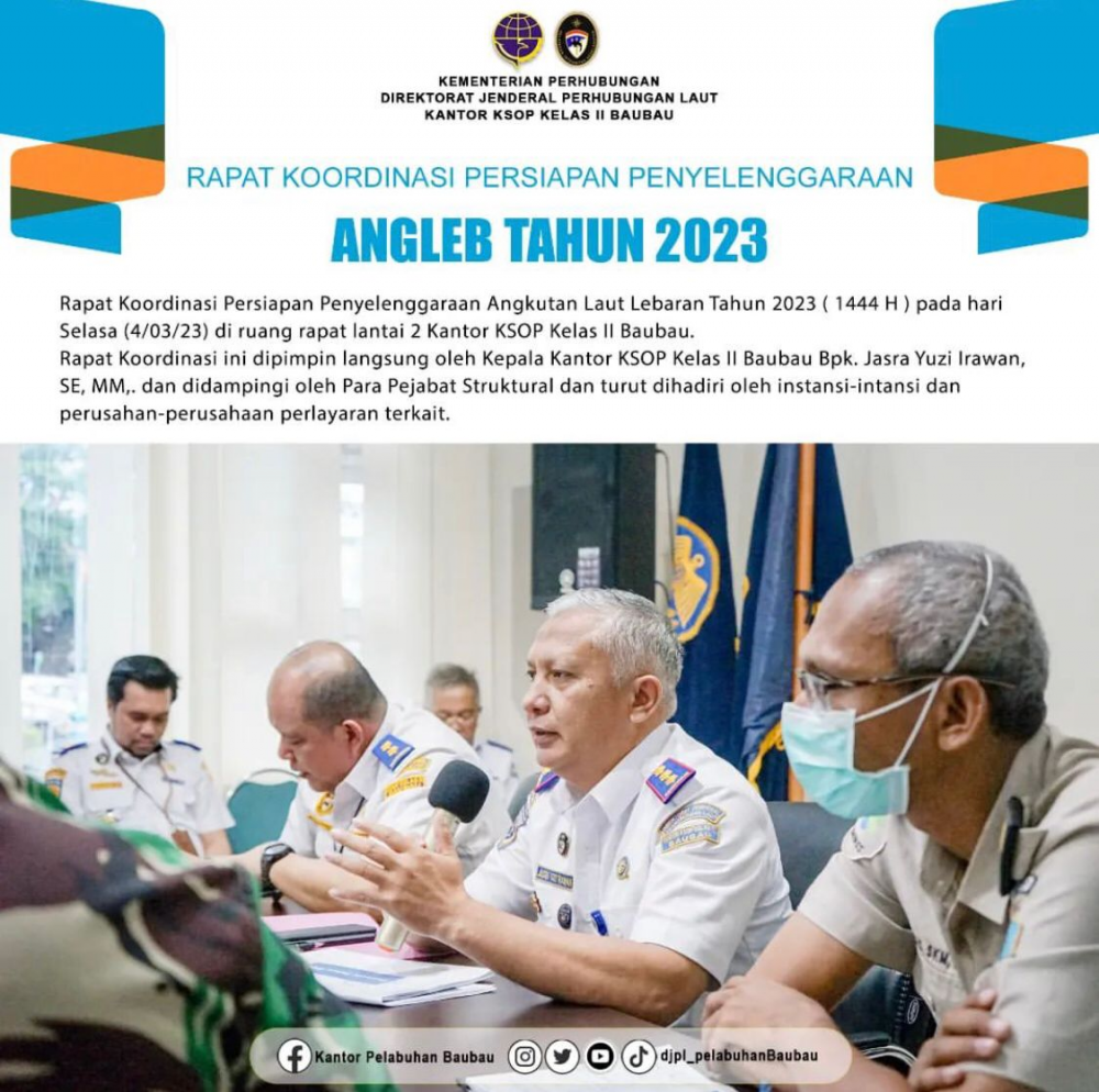 Rapat Koordinasi Persiapan Penyelenggaraan Angkutan Laut Lebaran Tahun 2023 ( 1444 H )