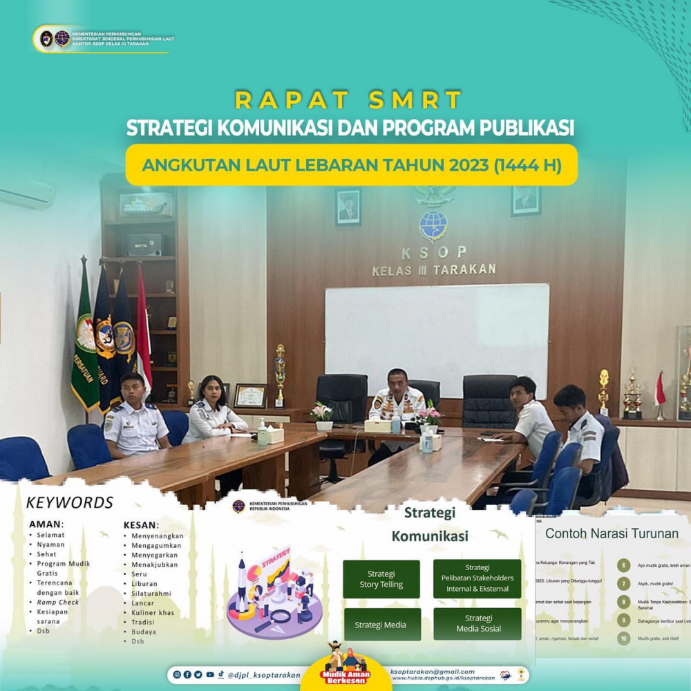 RAPAT SMRT STRATEGI KOMUNIKASI DAN PROGRAM PUBLIKASI ANGKUTAN LAUT LEBARAN 2023