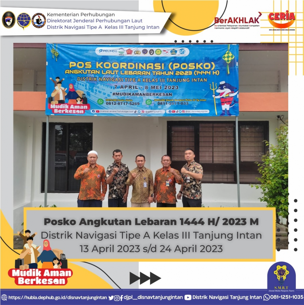 Posko Angkutan Lebaran 1444H/ 2023M Distrik Navigasi Tipe A Kelas III Tanjung Intan