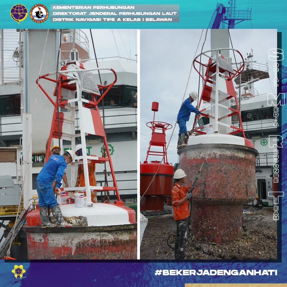 Kegiatan Penggantian Serta Pemeliharaan Pelampung Suar di Alur Pelayaran Pelabuhan Kuala Tanjung