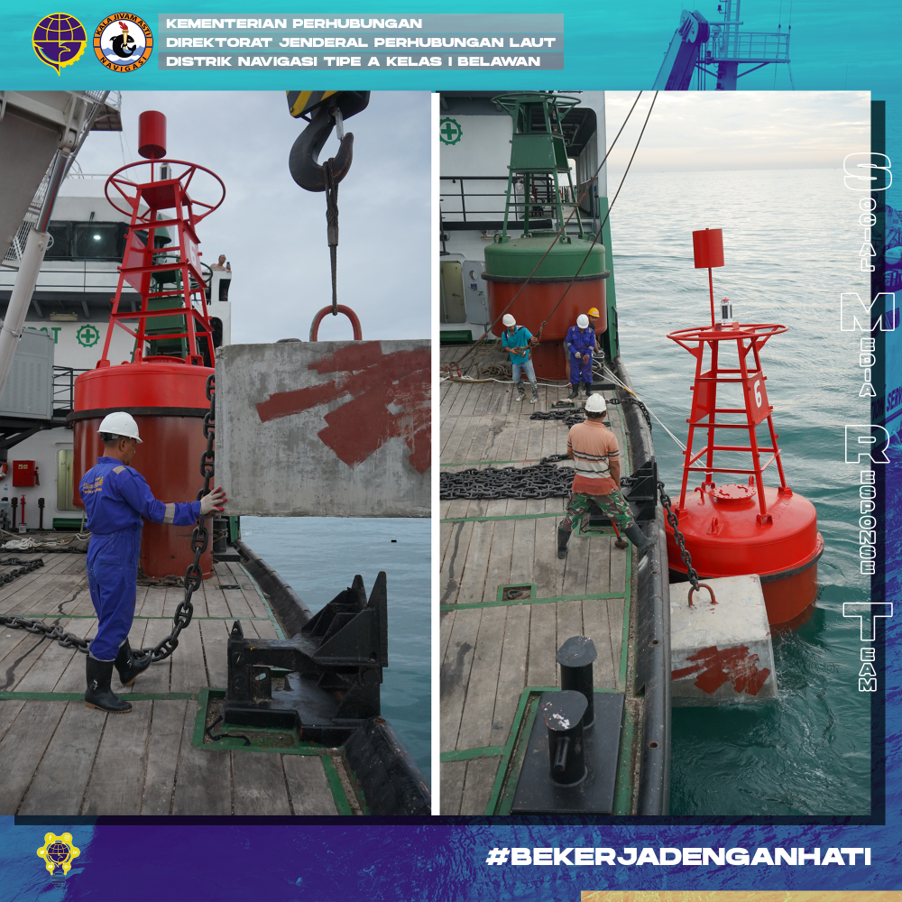 Kegiatan Penggantian Serta Pemeliharaan Pelampung Suar di Alur Pelayaran Pelabuhan Kuala Tanjung
