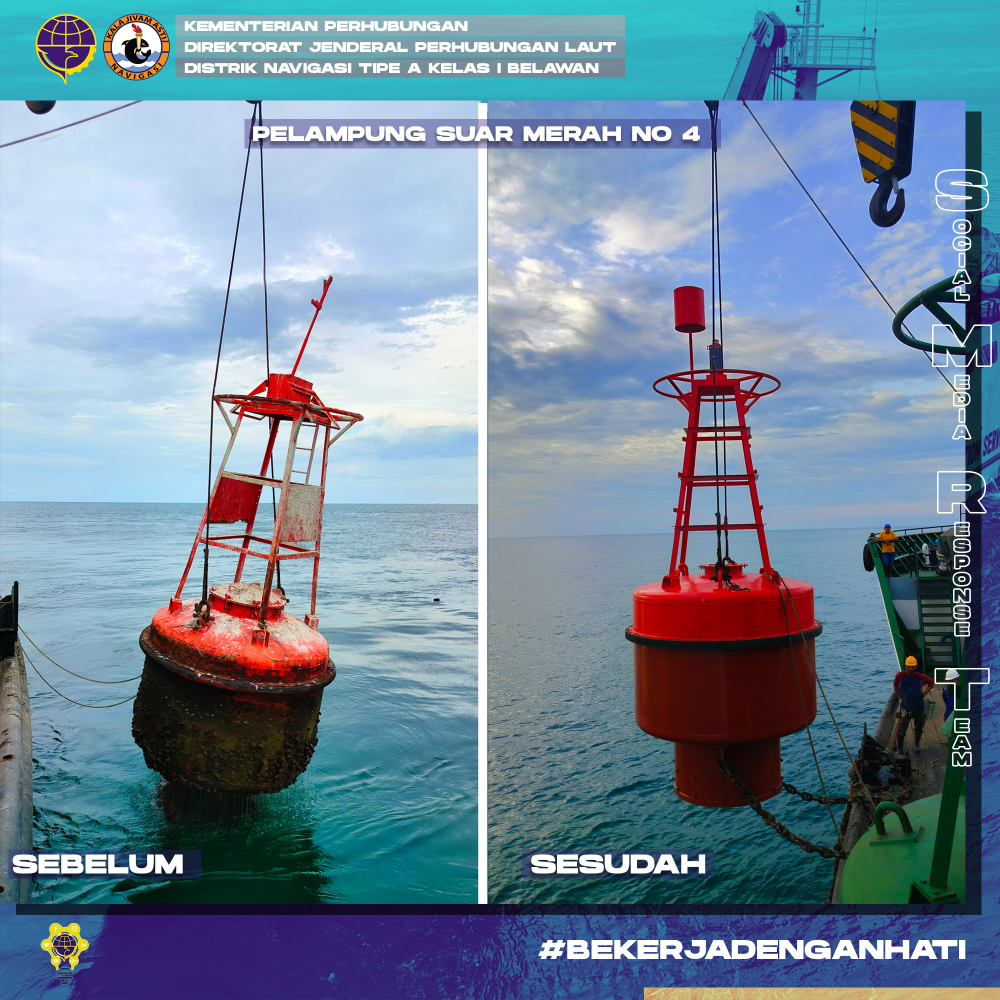 Kegiatan Penggantian Serta Pemeliharaan Pelampung Suar di Alur Pelayaran Pelabuhan Kuala Tanjung