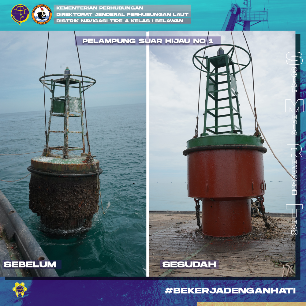 Kegiatan Penggantian Serta Pemeliharaan Pelampung Suar di Alur Pelayaran Pelabuhan Kuala Tanjung