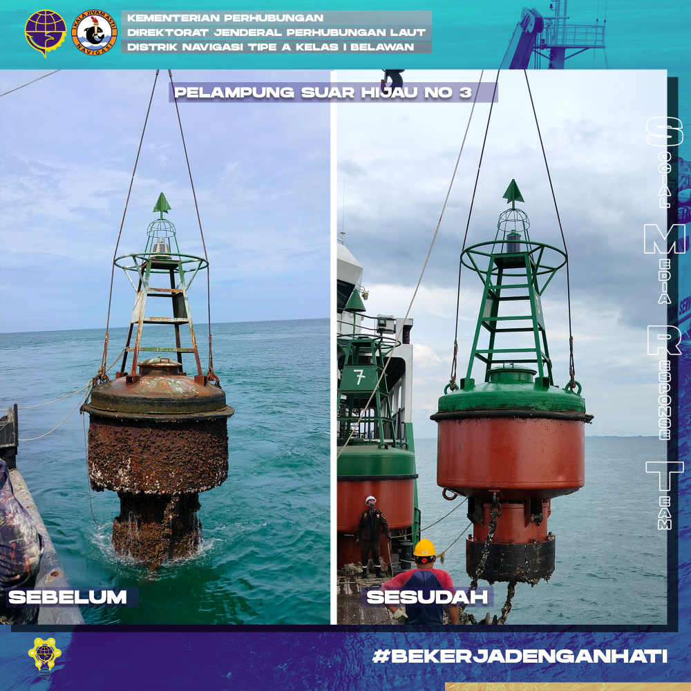Kegiatan Penggantian Serta Pemeliharaan Pelampung Suar di Alur Pelayaran Pelabuhan Kuala Tanjung