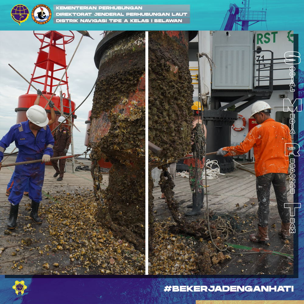 Kegiatan Penggantian Serta Pemeliharaan Pelampung Suar di Alur Pelayaran Pelabuhan Kuala Tanjung