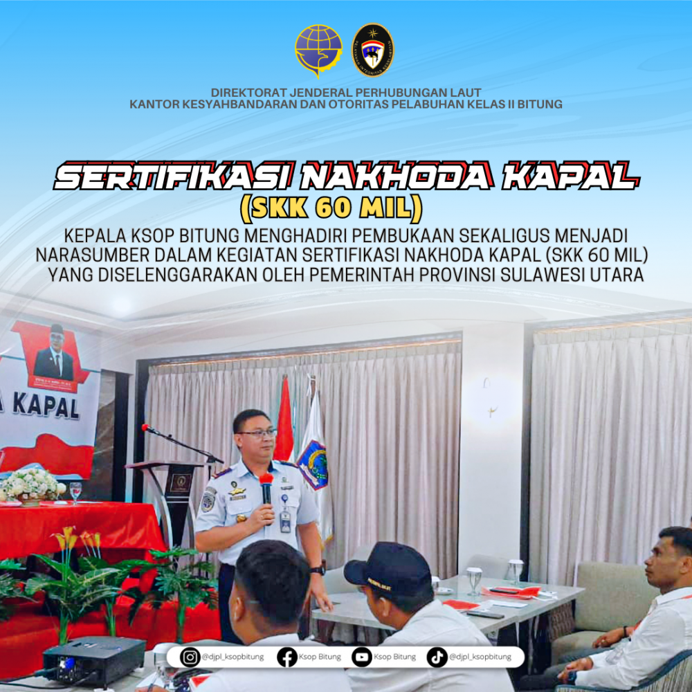 Sertifikasi Nahkoda Kapal (SKK 60 Mil)