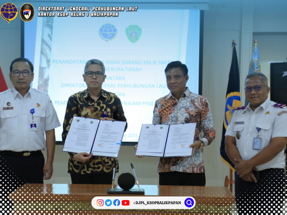 Penandatangan Perjanjian Penetapan Hibah Tanah Milik Kab PPU ke KSOP Kelas I Balikpapan