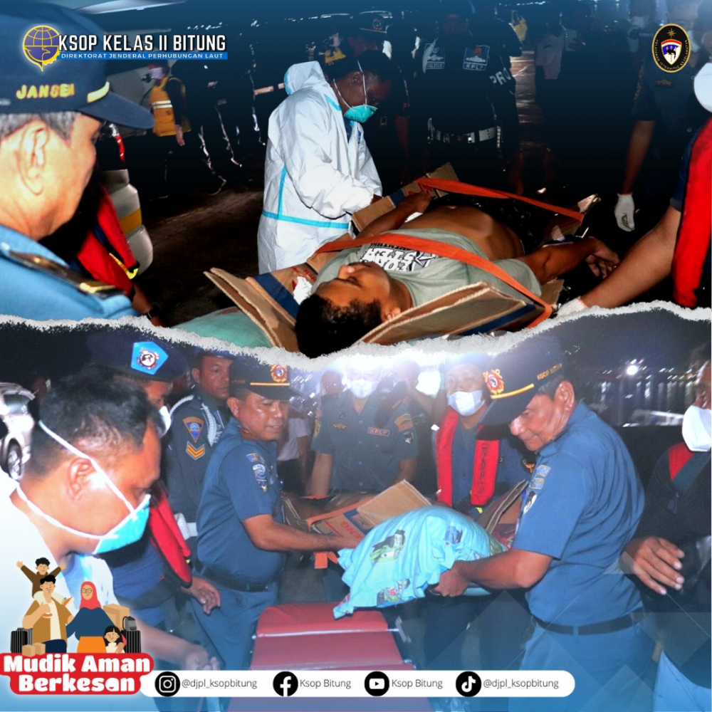 PETUGAS KSOP BITUNG BANTU EVAKUASI AWAK KAPAL YANG SAKIT