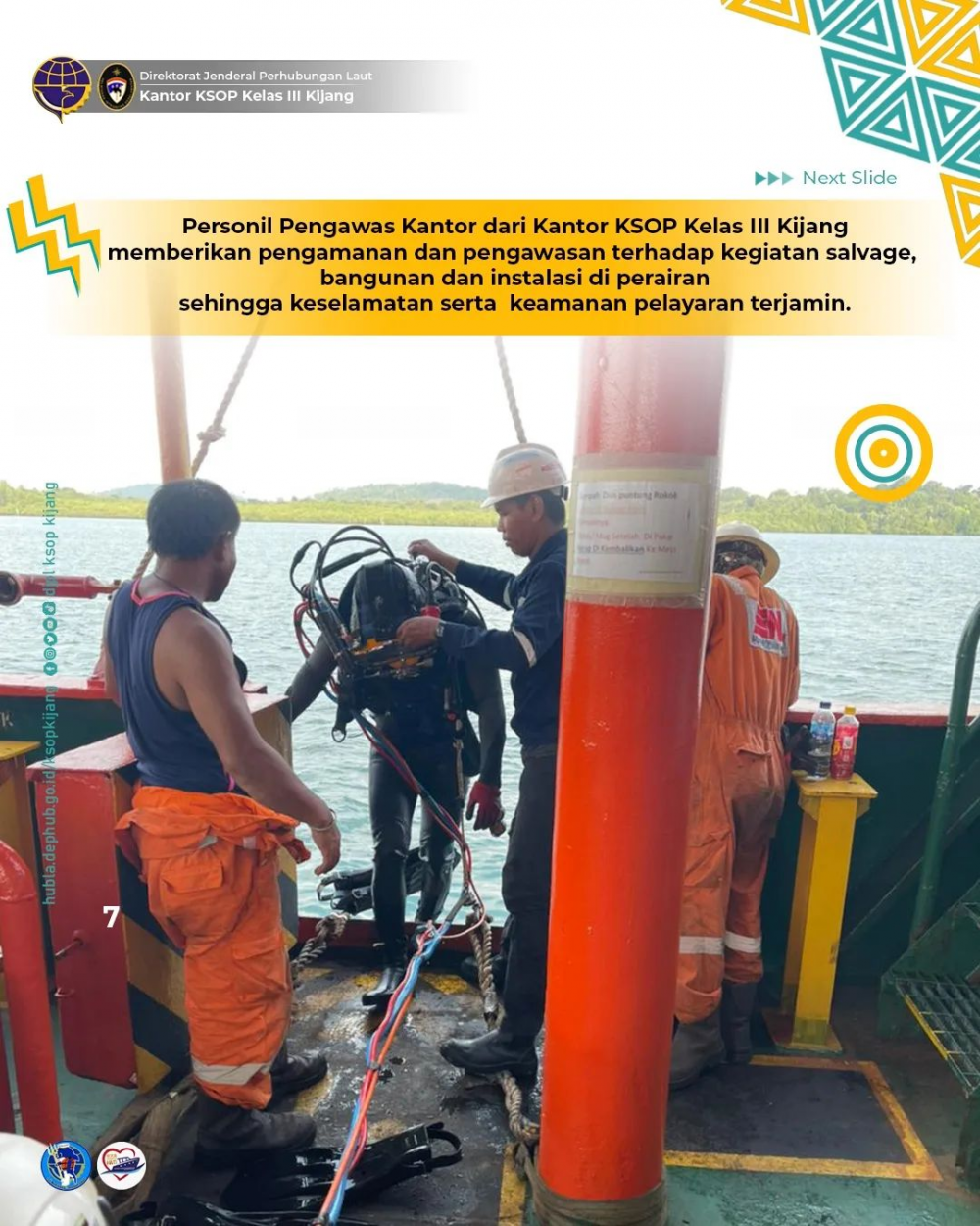 Pengawasan Kegiatan Salvage Kapal Eka Samudra di DLKp dan DLKr Kantor KSOP Kelas III kIjang