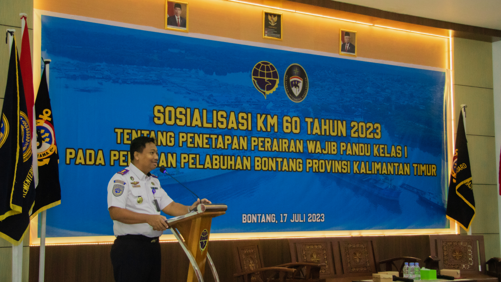 KSOP Kelas II Bontang Melaksanakan SOSIALISASI KM 60 TAHUN 2023 tentang Penetapan Perairan Wajib Pandu Kelas I Pada Perairan Pelabuhan Bontang Provinsi Kalimantan Timur.