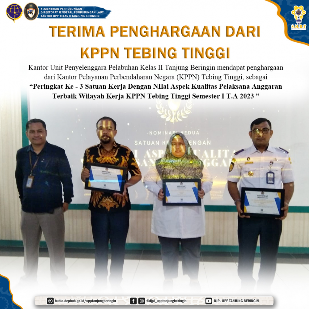 TERIMA PENGHARGAAN DARI KPPN TEBING TINGGI