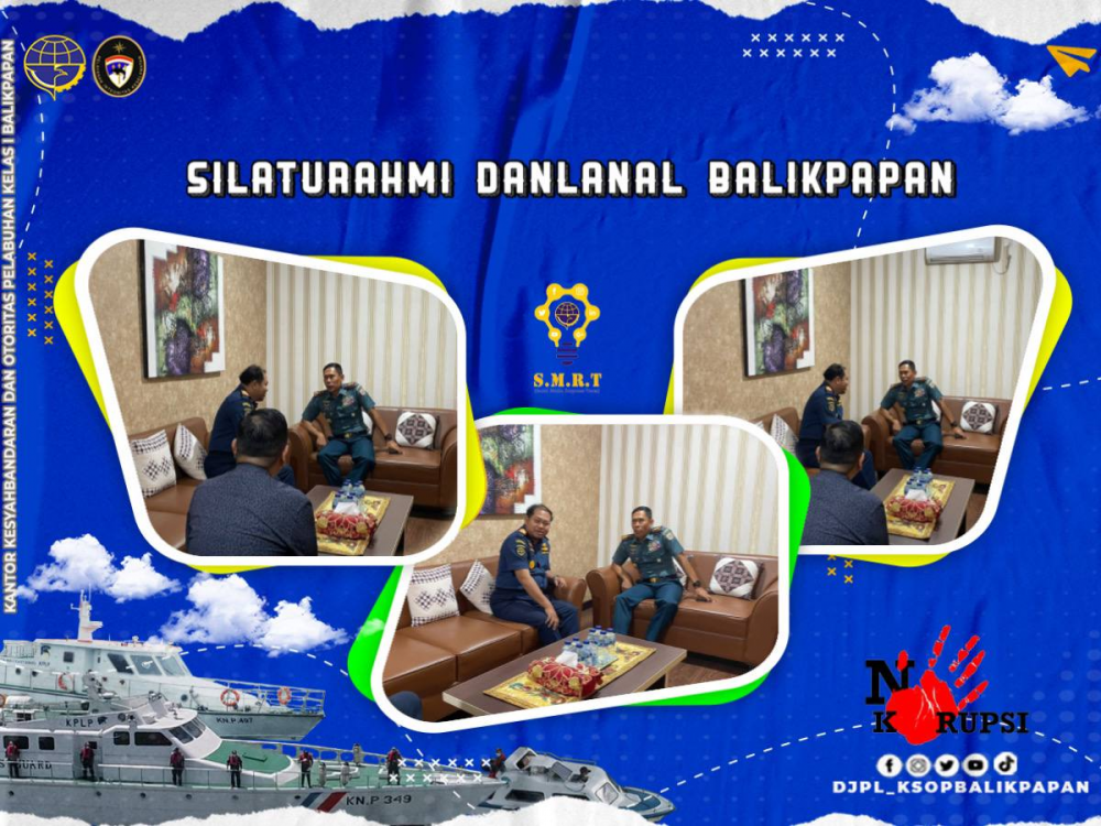 Silaturahmi Danlanal Balikpapan  Kepala Kantor KSOP Kelas I Balikpapan Capt Bharto Ari Raharjo mendapat kujungan dari Danlanal Balikpapan Kolonel Laut (P) Hendriman Putra
