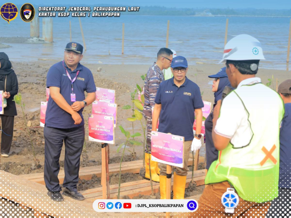 Kepala KSOP Dampingi Menhub Tanam Pohon Mangrove